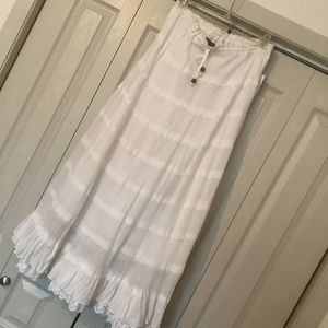 NWT Retro maxi Crinkle skirt, summer, white cotton, Medium, Mix Nouveau